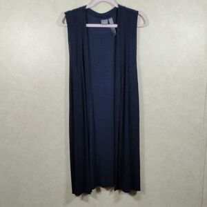 01123 Chico's Travelers navy blue long line side split vest 3 XL